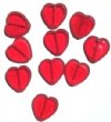 10 15mm Flat Cut Window Heart Beads Red